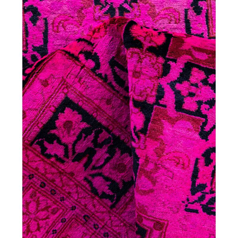 Overdyed One-of-a-Kind Hand-Knotted Runner Rug - Pink - 2' 7" x 17' 6"