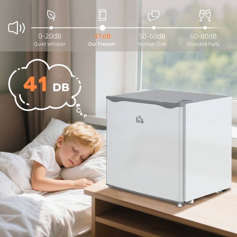 HOMCOM Mini Freezer Countertop, 1.1 Cu.Ft Compact Upright Freezer with Removable Shelves, Reversible Door for Home