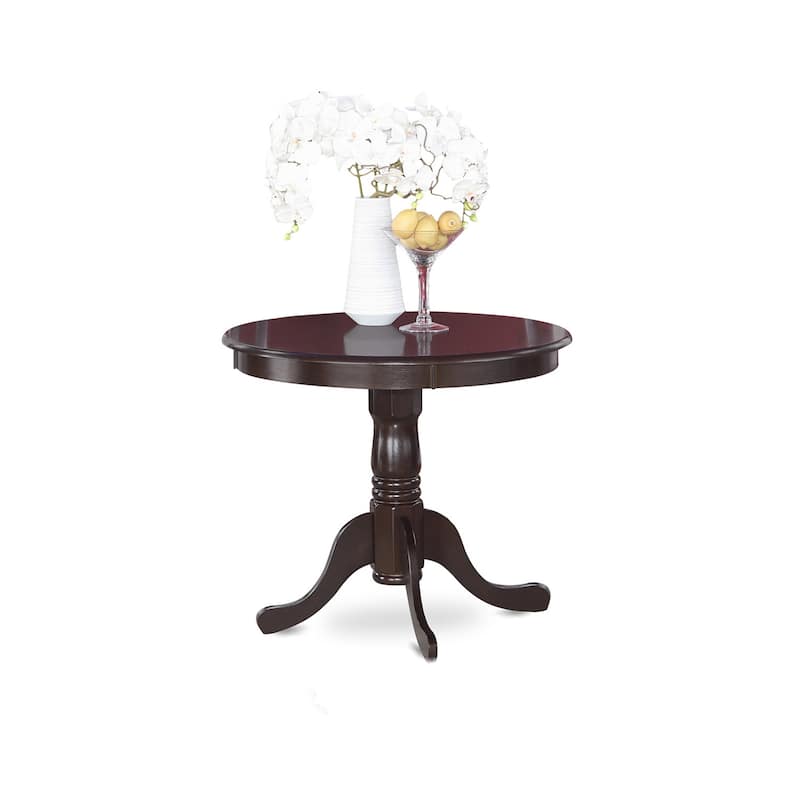 HomeStock 5-Piece Round Cappuccino Finish Solid Wood Top Dining table with 4-Chairs