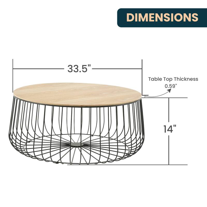 LeisureMod Runswick Modern Round Center Coffee Table - Mid Century Accent Side End Table for Home Office Living Room Bedroom