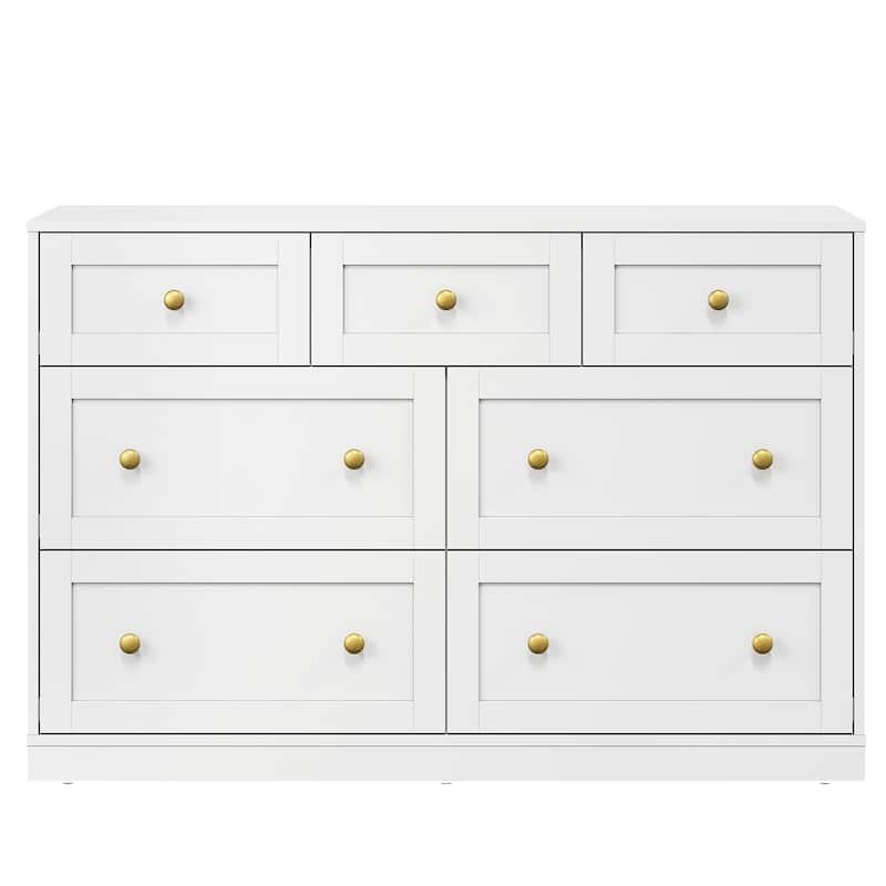 White 7-Drawer Dresser - White
