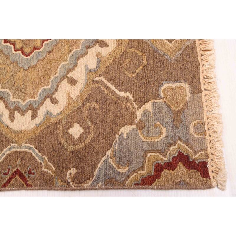 ECARPETGALLERY Flat-Weave Lahor Finest Brown Wool Tapestry Kilim - 4'11 x 7'11