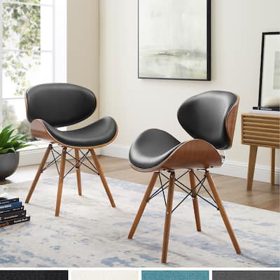 Corvus Madonna Mid-century Walnut and Black Finish Accent Side Chair