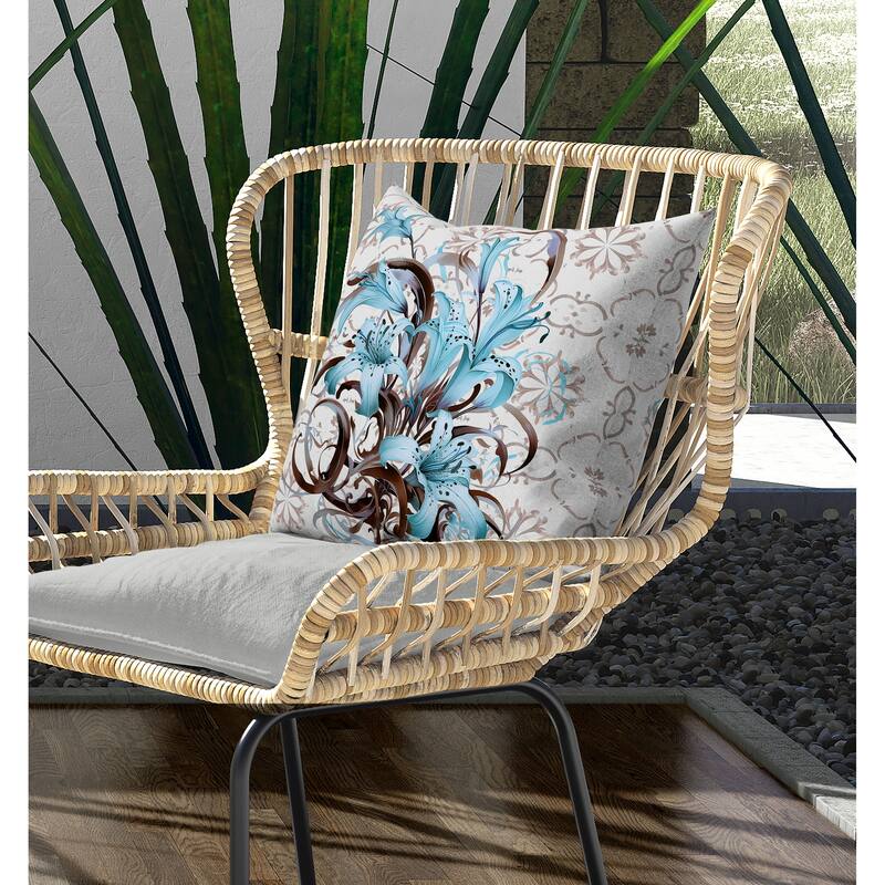 Lily Legends Indoor/Outdoor Reversible Throw Pillow Brown and Sky