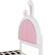 preview thumbnail 24 of 22, Twin Size Upholstered Kids Platform Bed with Bunny Ears-Shaped Headboard, Cute PU Leather Children Bed Frame with Small Pocket