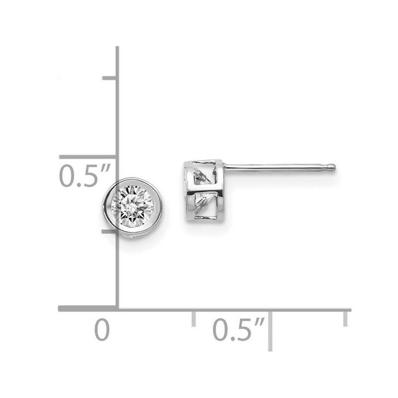 Curata 14k White Gold Polished 4mm Bezel April White Topaz Post Earrings