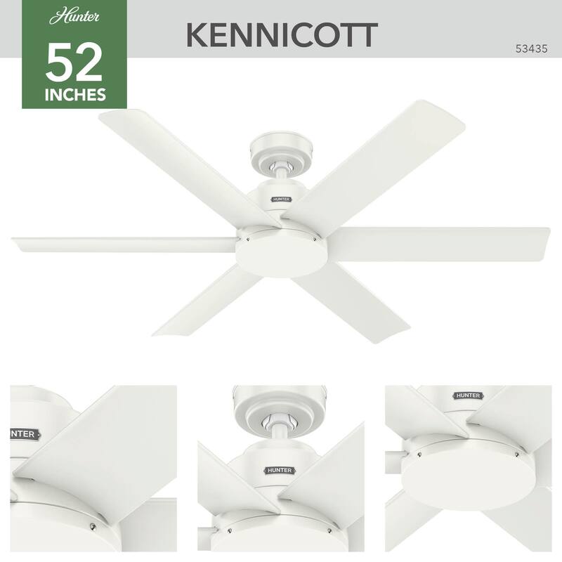 Hunter 52" Kennicott Outdoor Ceiling Fan, Wall Control - Contemporary, Industrial, Transitional - Windmill - Damp Rated!