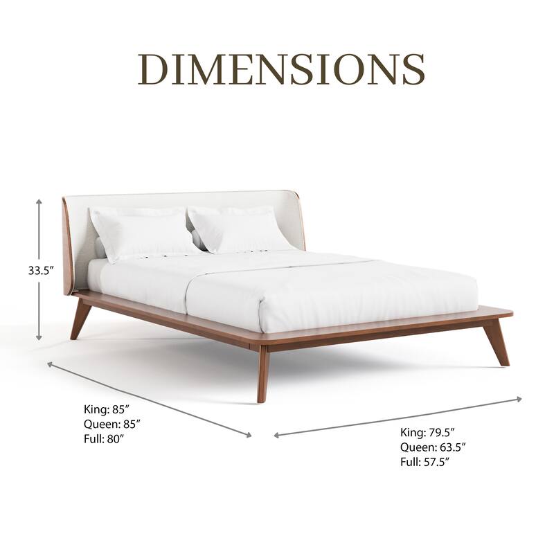 Furniture of America Beau Midcentury 6-Piece Boucle Wingback Queen Low Profile Bedroom Set