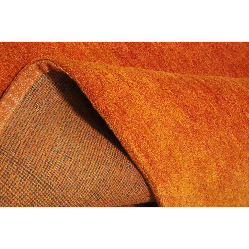 Hand Knotted Oriental 100% Wool Carpet Modern Stripe Oranges & Rust Gabbeh Area Rug - 8' 1'' X 5' 5''