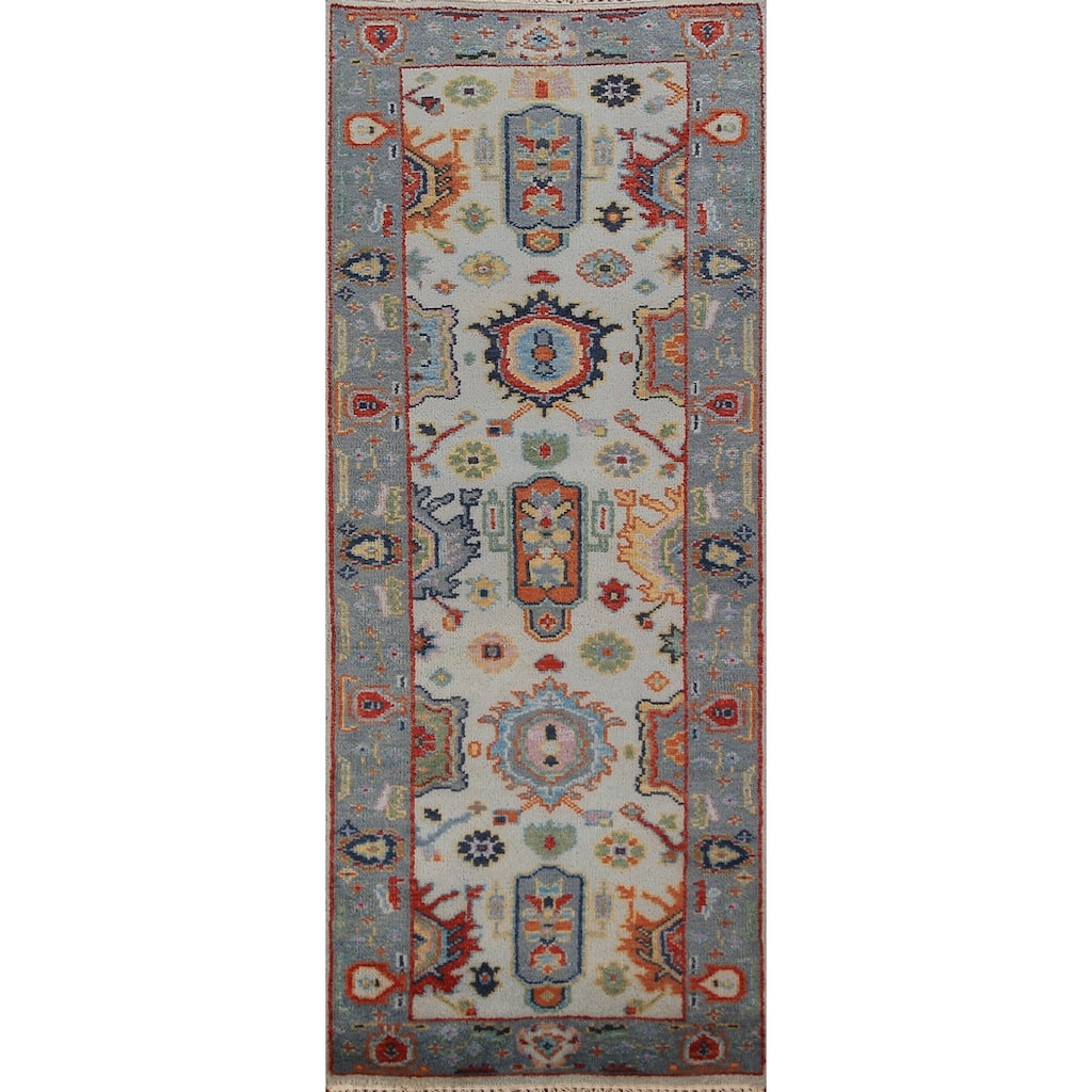 Oushak Indian Runner Rug Handmade Transitional Wool Carpet - 2'6"x 7'10"