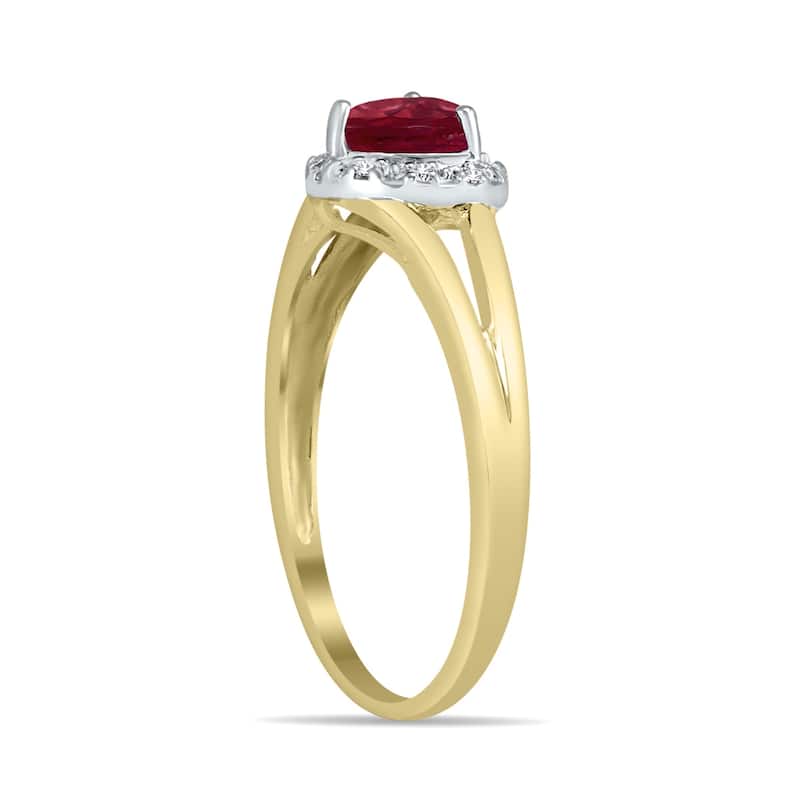 Marquee Jewels Heart Shape Ruby and Diamond Ring in 10K Yellow Gold