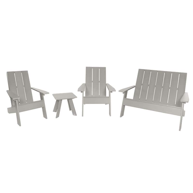 HIGHWOOD Italica Modern 4-Piece Adirondack Patio Set - Harbor Gray