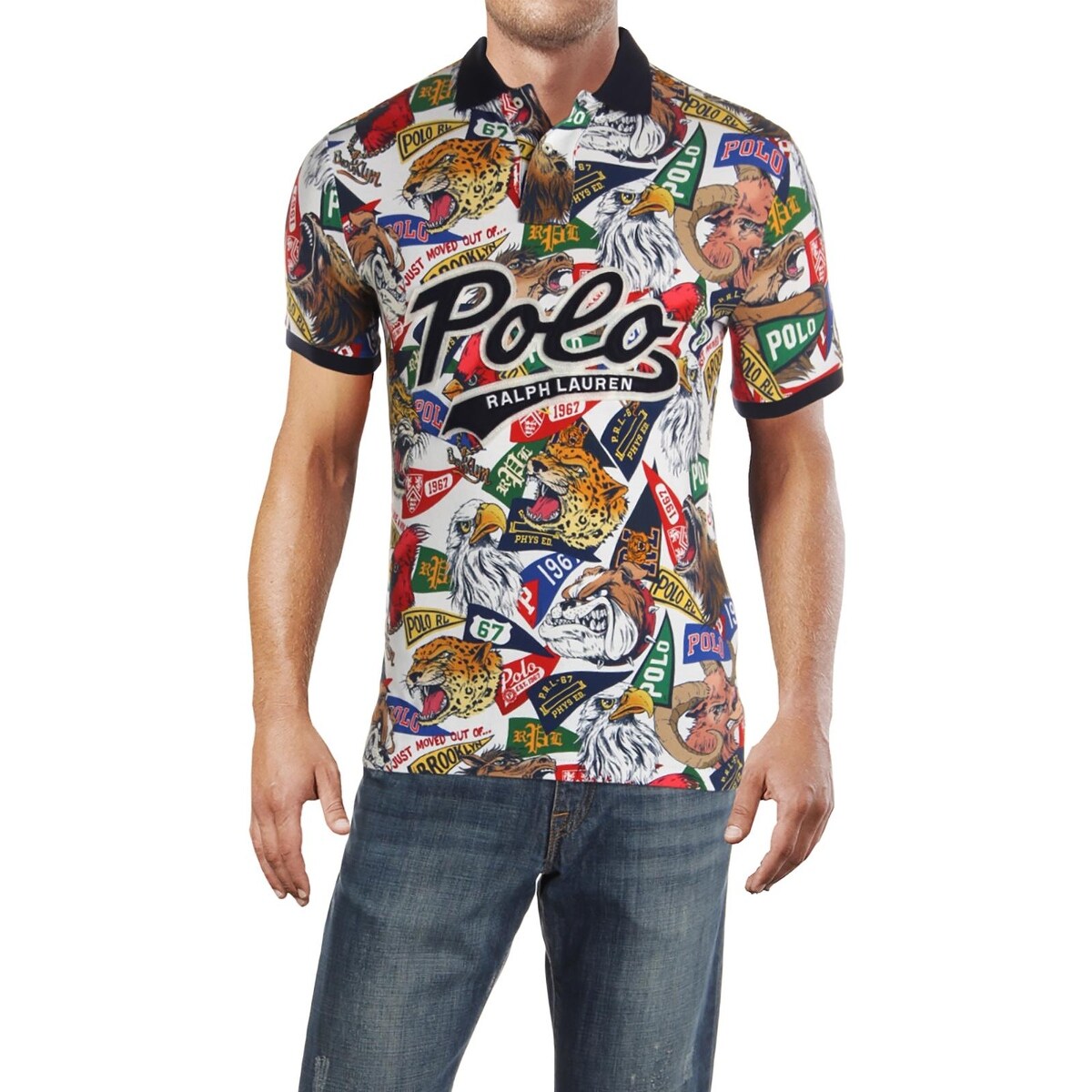 Shop Polo Ralph Lauren Mens Polo Shirt Mascot Print Casual S