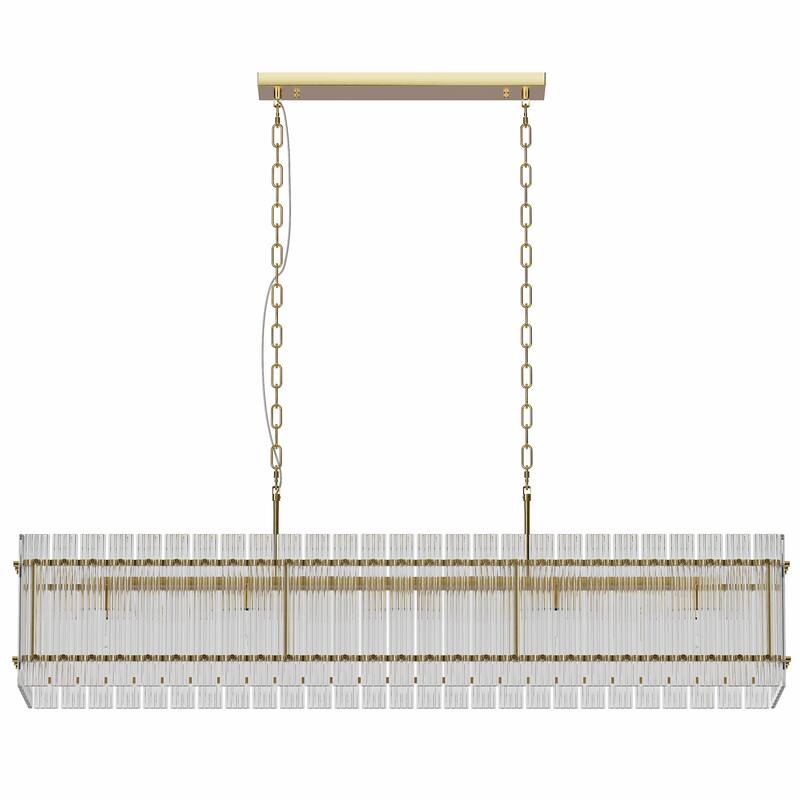 10-Light Black Rectangular Crystal Chandelier - Gold