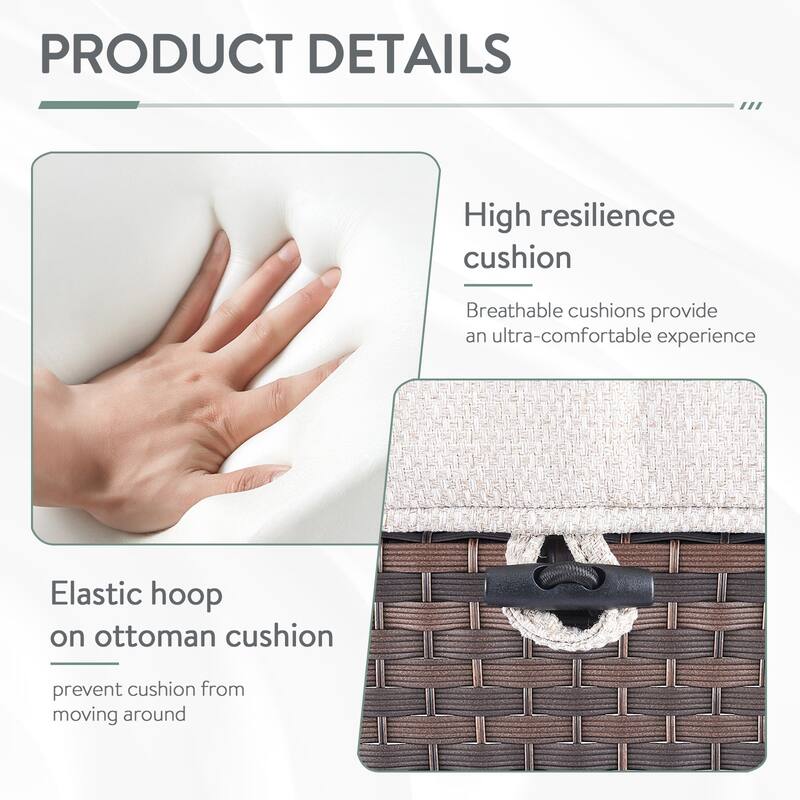 4 Piece Patio Outdoor Chair with Ottomans