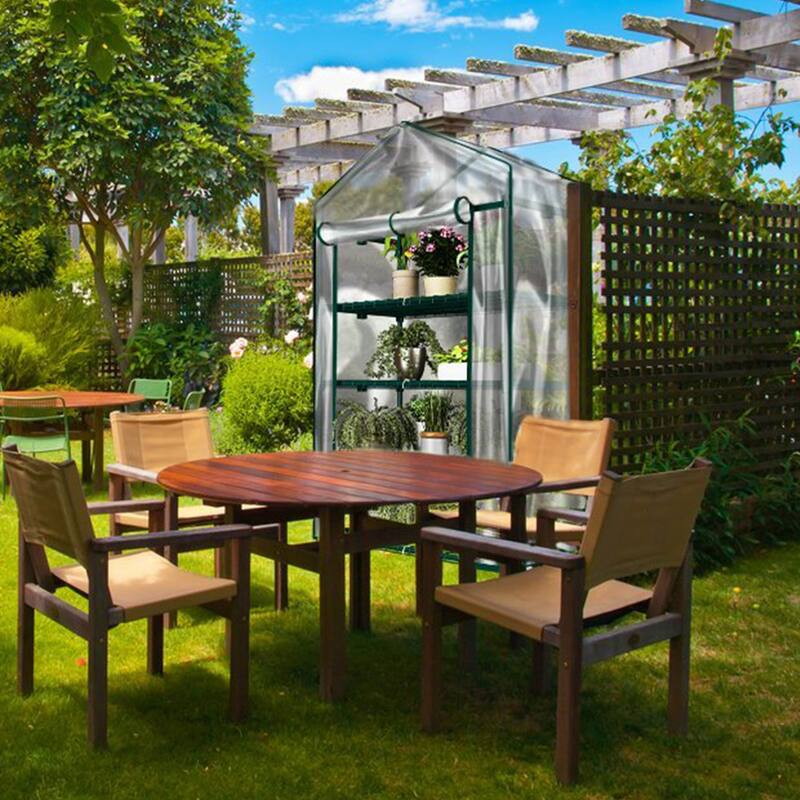 4 Tier Mini Greenhouse - Portable Greenhouse with Locking Wheels and PVC Cover for Indoor or Outdoor by Home-Complete