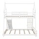 preview thumbnail 9 of 23, House Bunk Beds for Kids, Wood Twin Over Queen Bunk Bed with Climbing Nets and Climbing Ramp,Playhouse Bunk Bed for Girls Boys