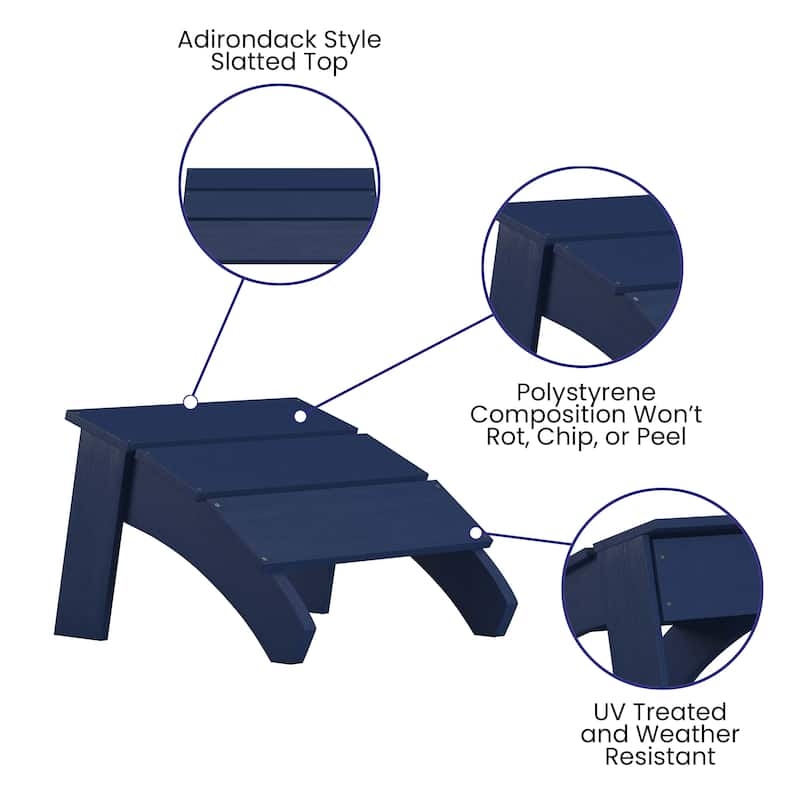 Indoor/Outdoor Poly Resin Adirondack Style Ottoman - 20.5"D x 19.5"W x 13.5"H
