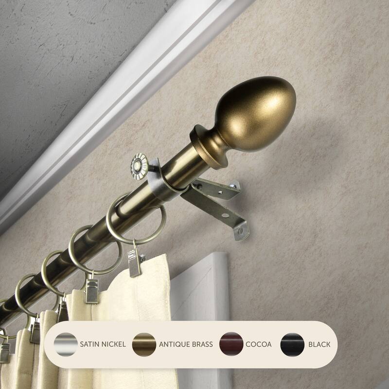 InStyleDesign Ivo Adjustable Curtain Rod 13/16 inch dia. - 120 to 170 inches - Antique Brass