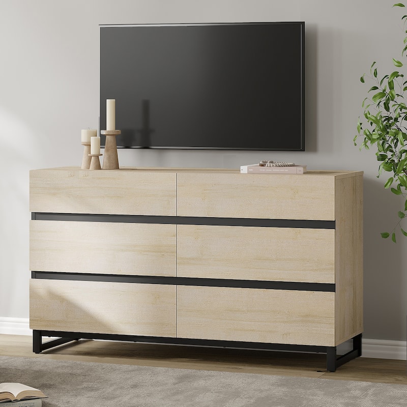 WAMPAT Modern TV Stand for TVs up to 110 inch, Entertainment Center with Drawers , Wood Media TV Console for Living Room