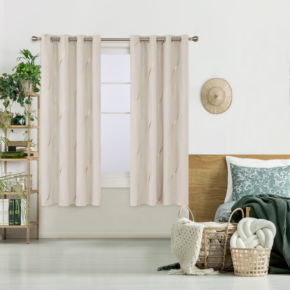 Deconovo Gold Wave 52 Width Curtain (2 Panel)