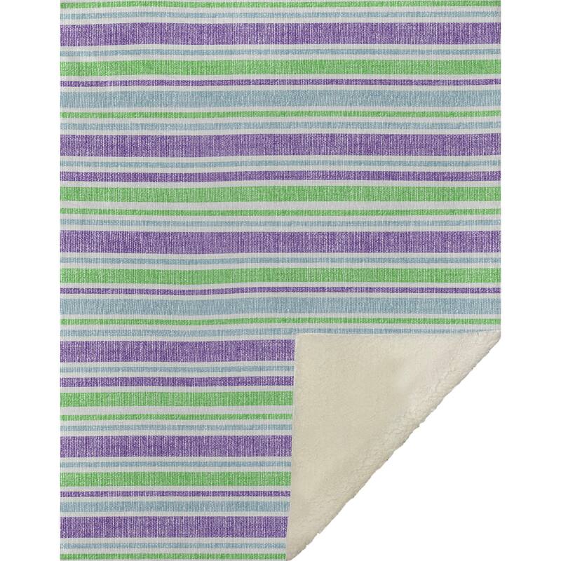 Premium Machine Washable Modern Stripe Sherpa Throw Blanket