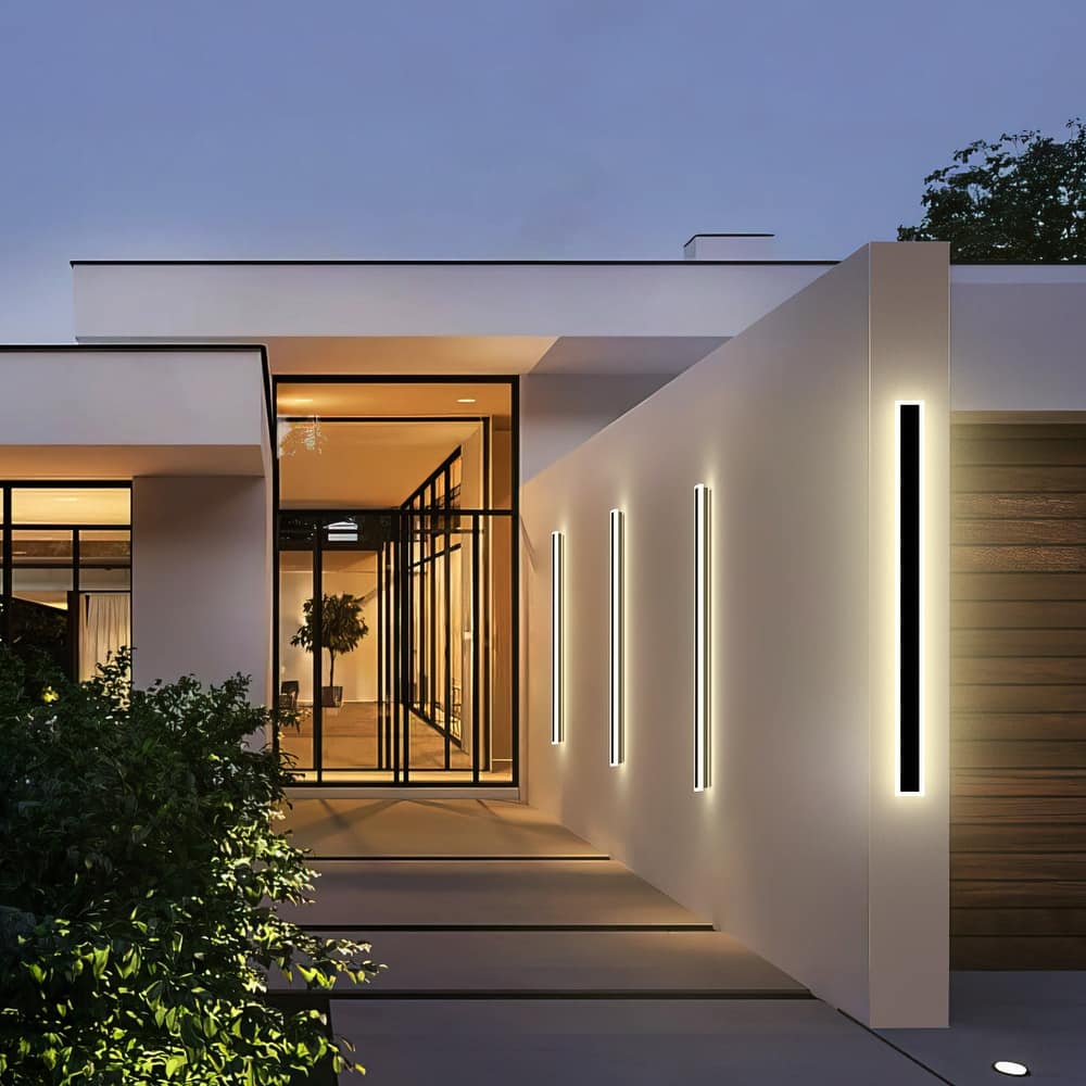 Set of 2 Outdoor Long Strip LED Wall Sconce RGBCW Wall Light Lamp