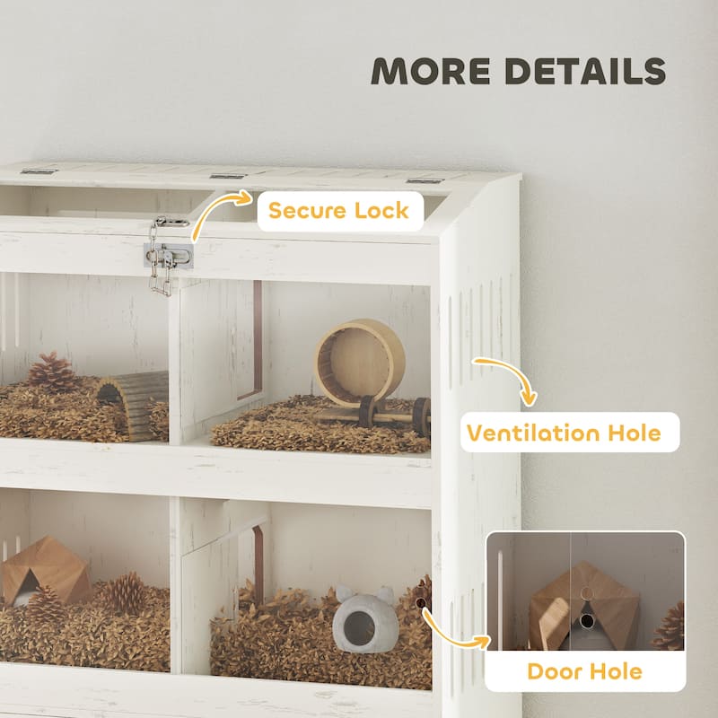 PawHut Large Hamster Cage for Multiple Small Pets, Rat Cage with Storage Cabinet, Cream White