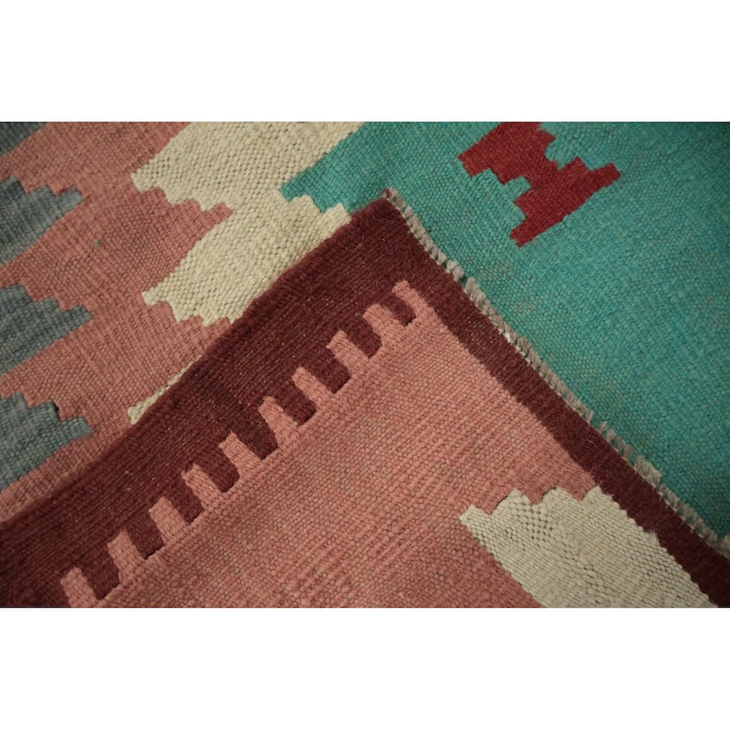 Hand Woven Oriental 100% Wool Carpet Southwestern Tribal Multi-Colored Kilim Area Rug - 14' 1'' X 10' 4''