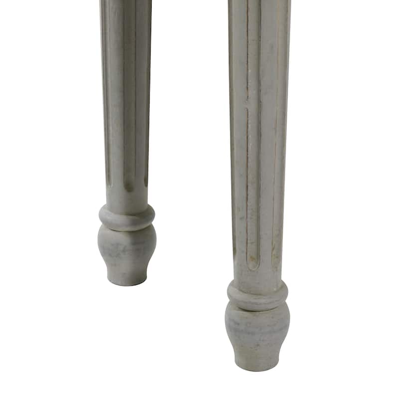Wood Scroll Intricately Carved Slim Console Table with Turned Legs - White or Gray - Roche River Decor