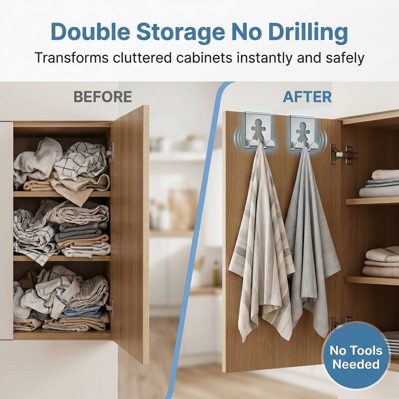 Double Hooks Over The Cabinet Door Set of 2 - 2"H x 2"W x 1 3/4"D