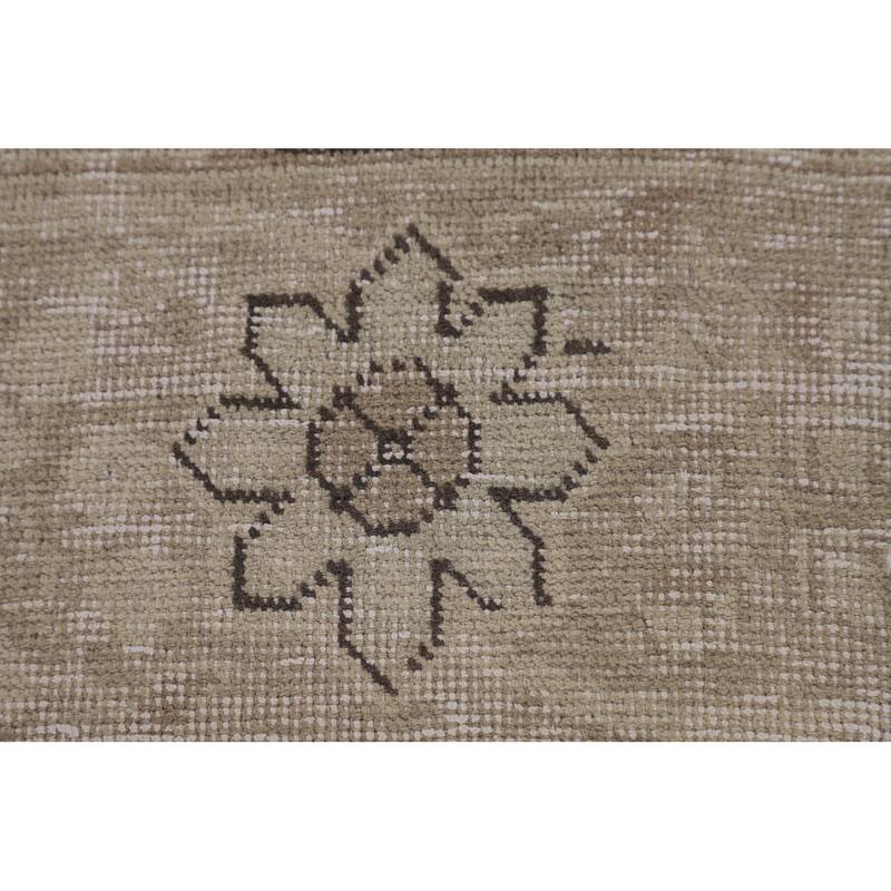 Geometric Distressed Tabriz Persian Vintage Rug Handmade Wool Carpet - 6'4"x 9'2"