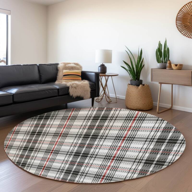 Premium Washable Super Soft Farmhouse Plaid Mayfield Rug - Black - 8' x 8'