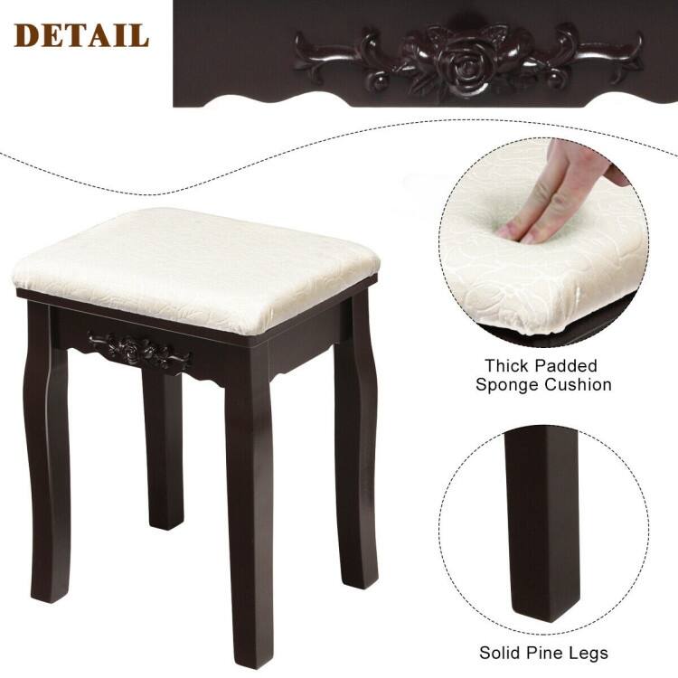 Dimmable Bulbs Touch Switch Vanity Dressing Table Set with Removable Box - 31.5" x 16" x 53.5" (L x W x H)