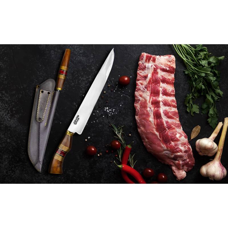 Brazilian Flame Chef Ribs 10-inch Stainless Steel Knife with Sharpener - N/A
