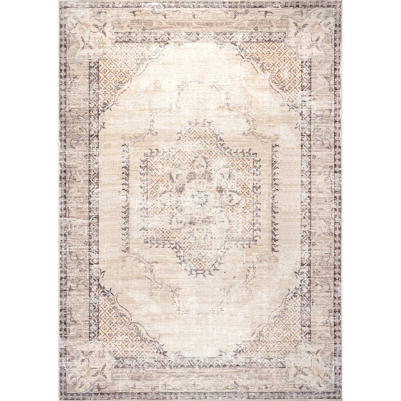 Nuloom Glenda SpinClean Machine Washable Faded Medallion Area Rug