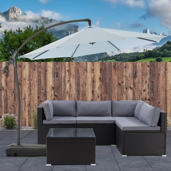 corliving patio umbrella base Dark Grey Stand The durable steel frame and UV Patio Umbrella Base Weights -