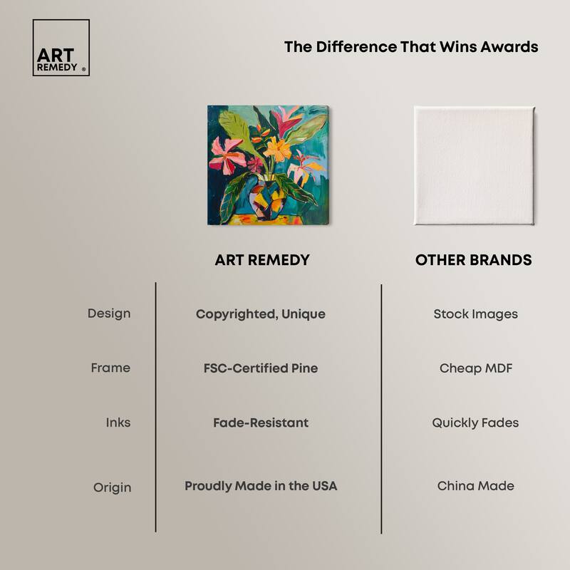 Art Remedy Vase Of Bright Tropical Flowers Ii Gallery Wrapped Flowers In Vase Paintings