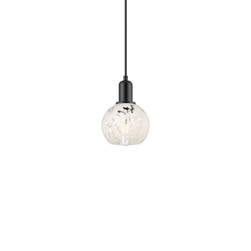 Innovations Lighting 716-1P-9-6 White Mouchette Pendant White - Matte Black / White Mouchette
