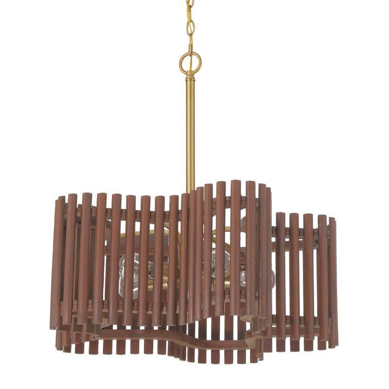 Craftmade 58425 Freeform 5 Light 24" Wide Abstract Chandelier - Satin Brass / Walnut