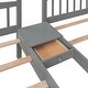 preview thumbnail 7 of 7, Gray + 2 Drawer Pine Wood Bunk Bed, Triple Sleeping Space, Built-in Middle Drawer, Safety Guardrail