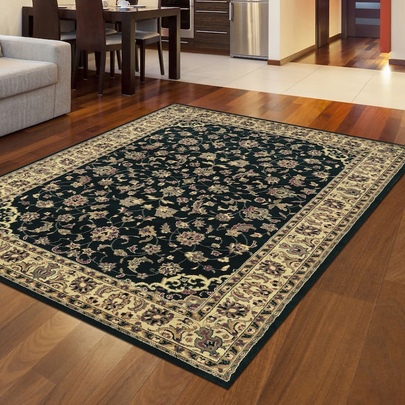Admire Home Living Caroline Traditional Floral Sarouk Pattern Area Rug - 3'3 X 4'11 - Black