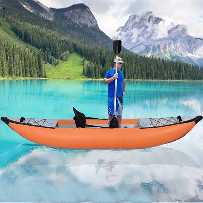 1-Person Foldable Inflatable Kayak Set with Paddle & Air Pump - 10ft × 34.3in