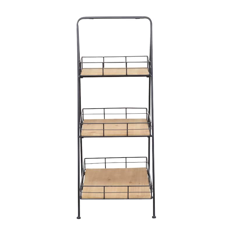 Brown Wood Indoor Outdoor 3 Tier Plantstand - 28"L x 16"W x 40"H