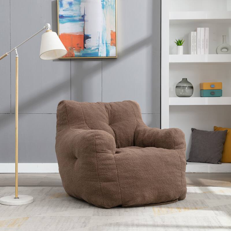 Chichoice Soft Tufted Foam Bean Bag Chair with Teddy Fabric for Living Room