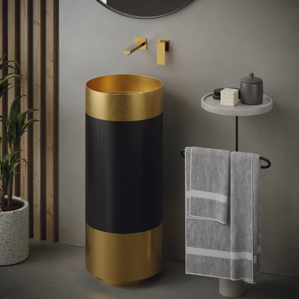 Karran Cinox Stainless Steel Round Pedestal Sink