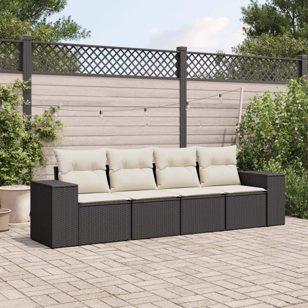 vidaXL Patio Sofa Set with Cushions Outdoor Furniture 5 Piece Poly Rattan - 21.7 x 24.4 x 27.2