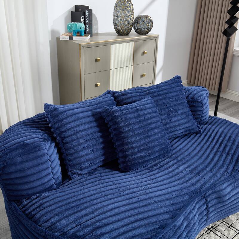 Corduroy Bean Bag Chair, Foam-Filled Lazy Floor Sofa with 3 Pillows, Soft Upholstered Lounge Chair for Adults & Teens