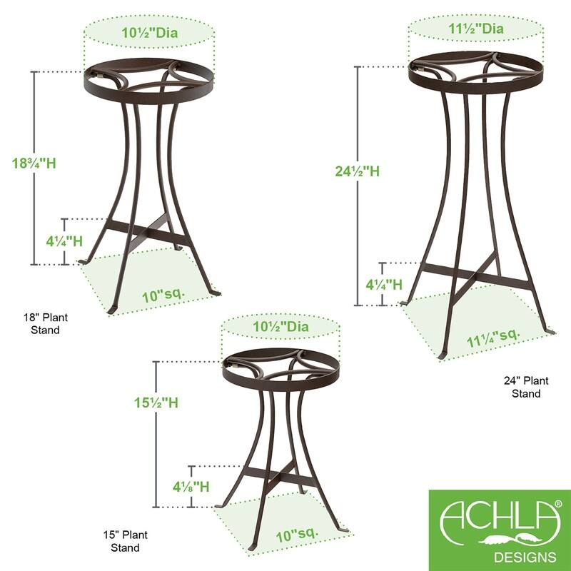 Achla Designs 18.75"H Roman Bronze Powedercoat Finish Wrought Iron Indoor Outdoor Tara Plant Stand - Middle, Patio Garden Accent