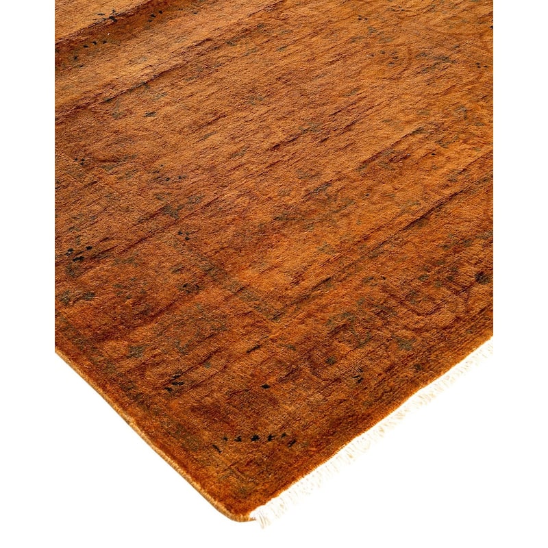 Fine Vibrance, One-of-a-Kind Hand-Knotted Runner Rug - Gold, 2' 8" x 11' 5" - 2' 8" x 11' 5"